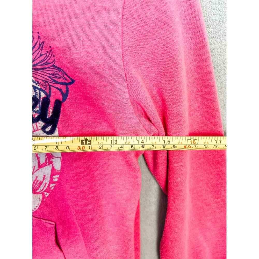 Roxy Girl Pink Floral Full Zip Hoodie Sweatshirt Kids Size 10/12 Large - Picture 5 of 9